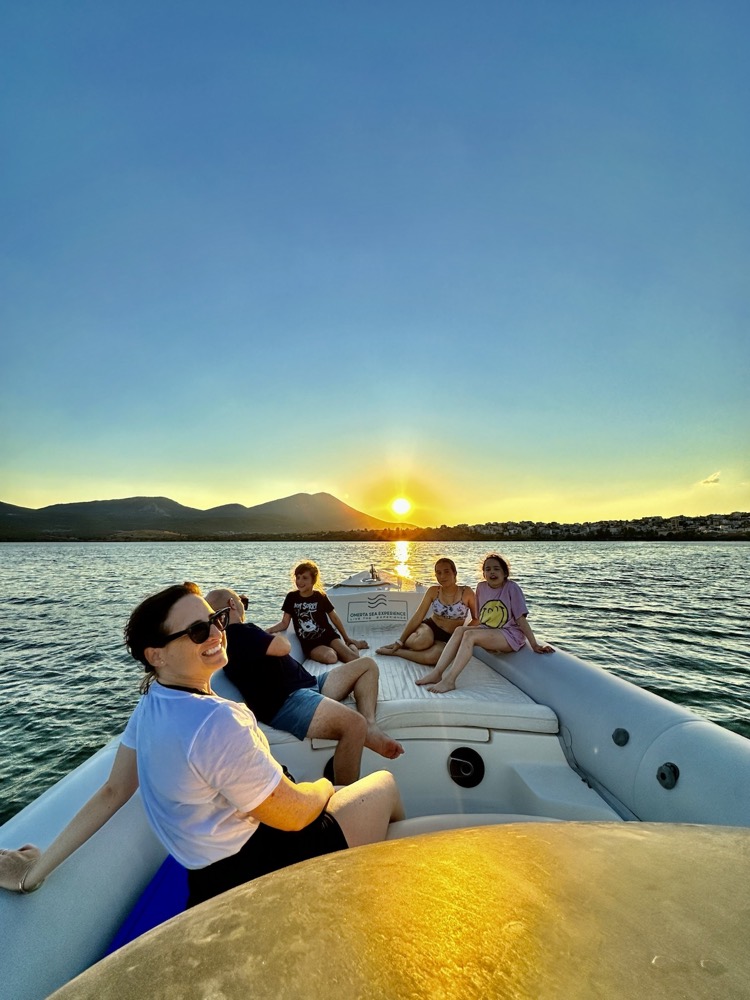 Sunset charter boat on the water